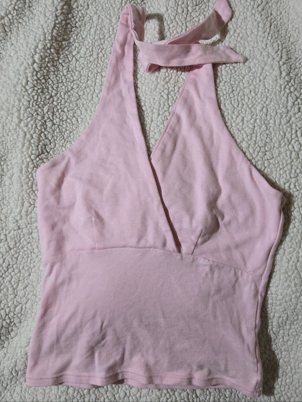 Energie Y2k Women's Baddie Light Pink Halter Crop Top Cross Over Bust Medium - Picture 6 of 6
